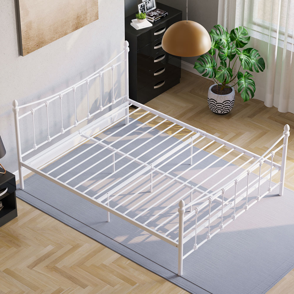 Vida Designs Paris King Size White Metal Bed Frame Image 7