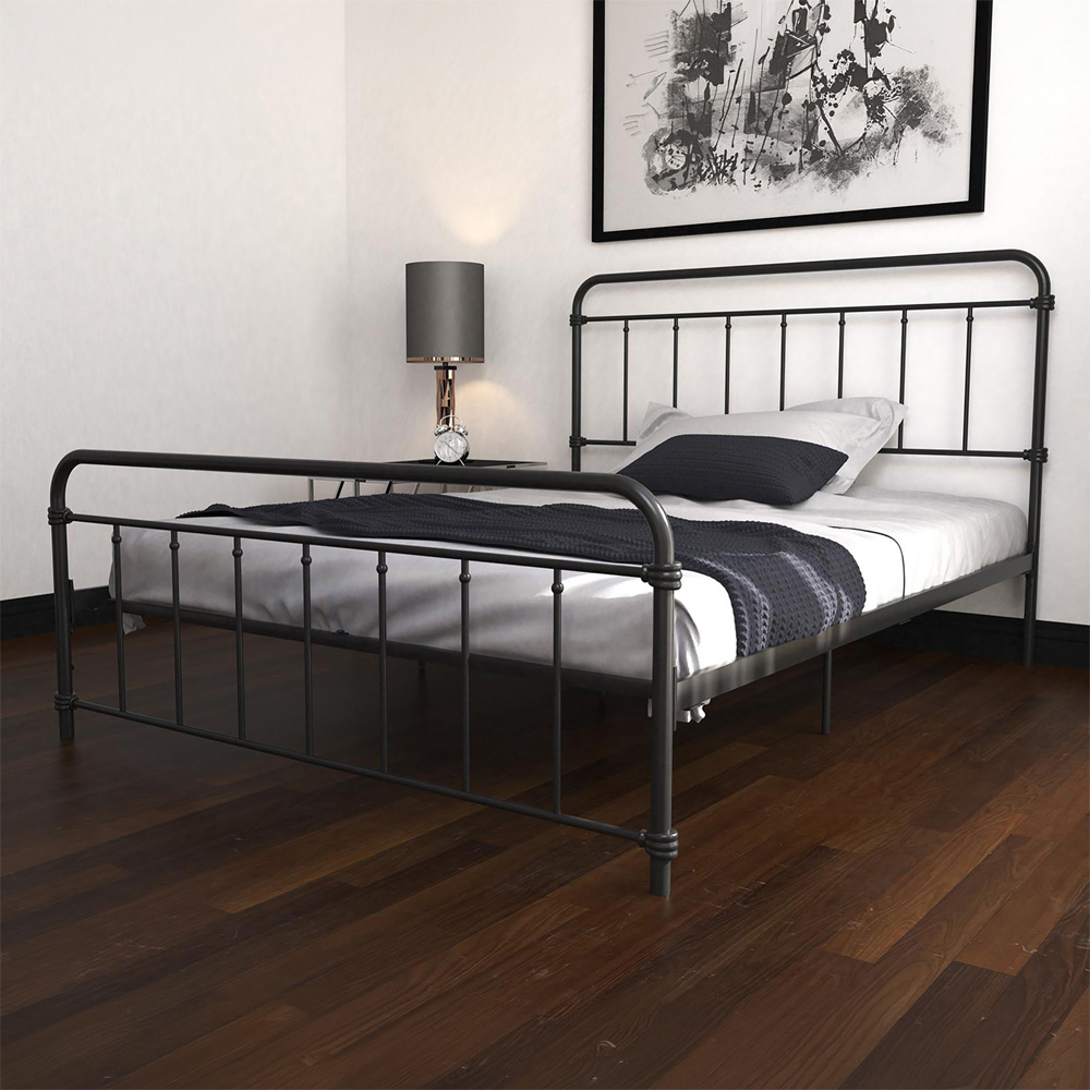 Dorel Wallace King Size Black Metal Bed Frame Image 1