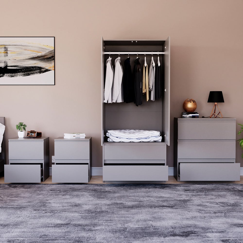 Denver Grey 4 Piece Bedroom Furniture Set Image 4