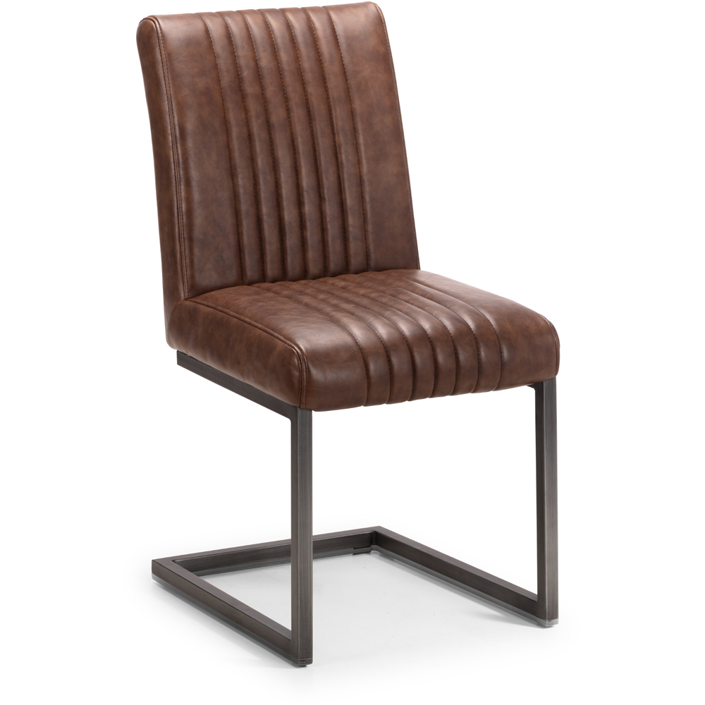 Julian Bowen Brooklyn Set of 2 Brown Dining Chair Image 3