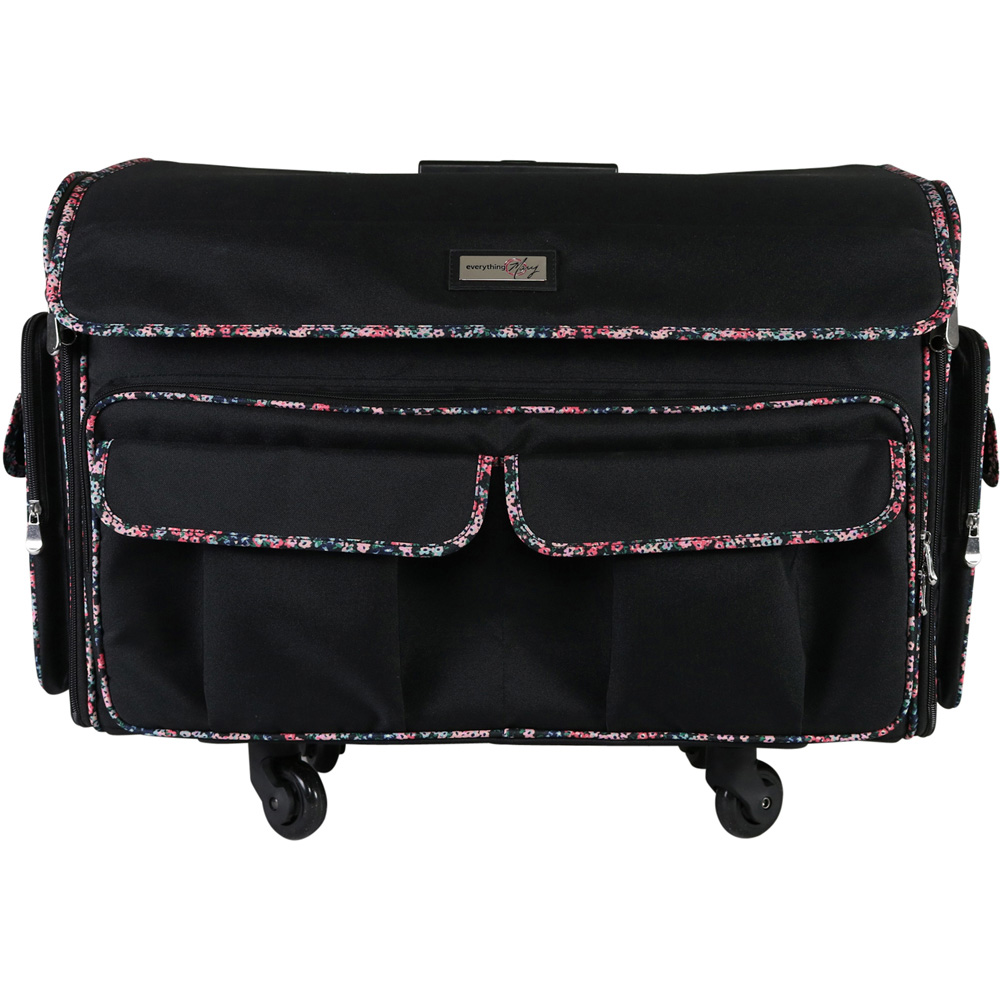 Everything Mary EVM13342-1 Black Floral Trim Deluxe Rolling Sewing Machine Case 55.9 x 31.8 x 38.1cm Image 2