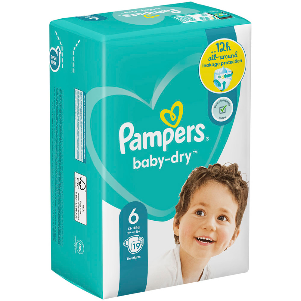Pampers Baby Dry Nappies Size 6 x 19 Pack Image 3