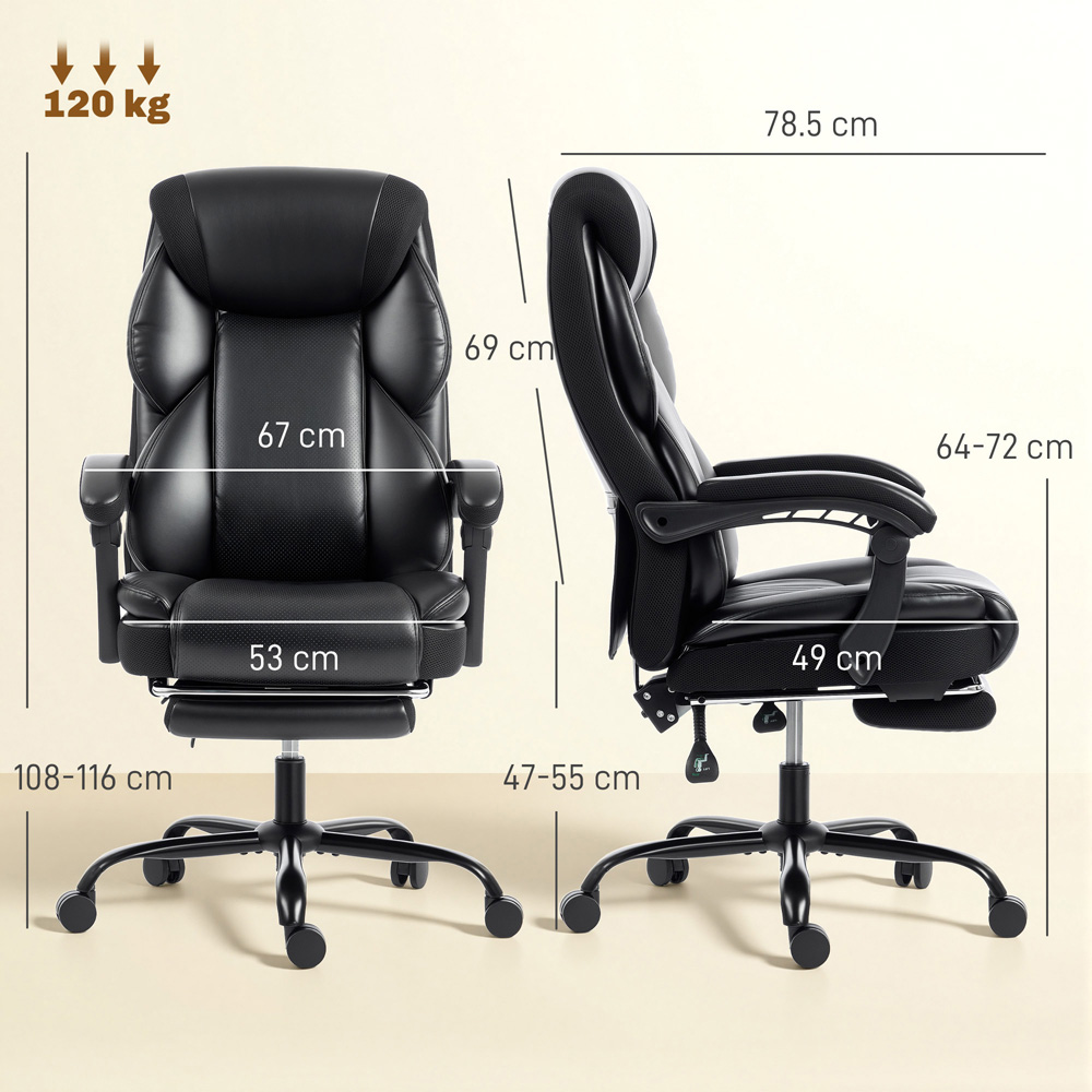 Portland Black Height Adjustable Office Chair with Footrest and Castors Image 8