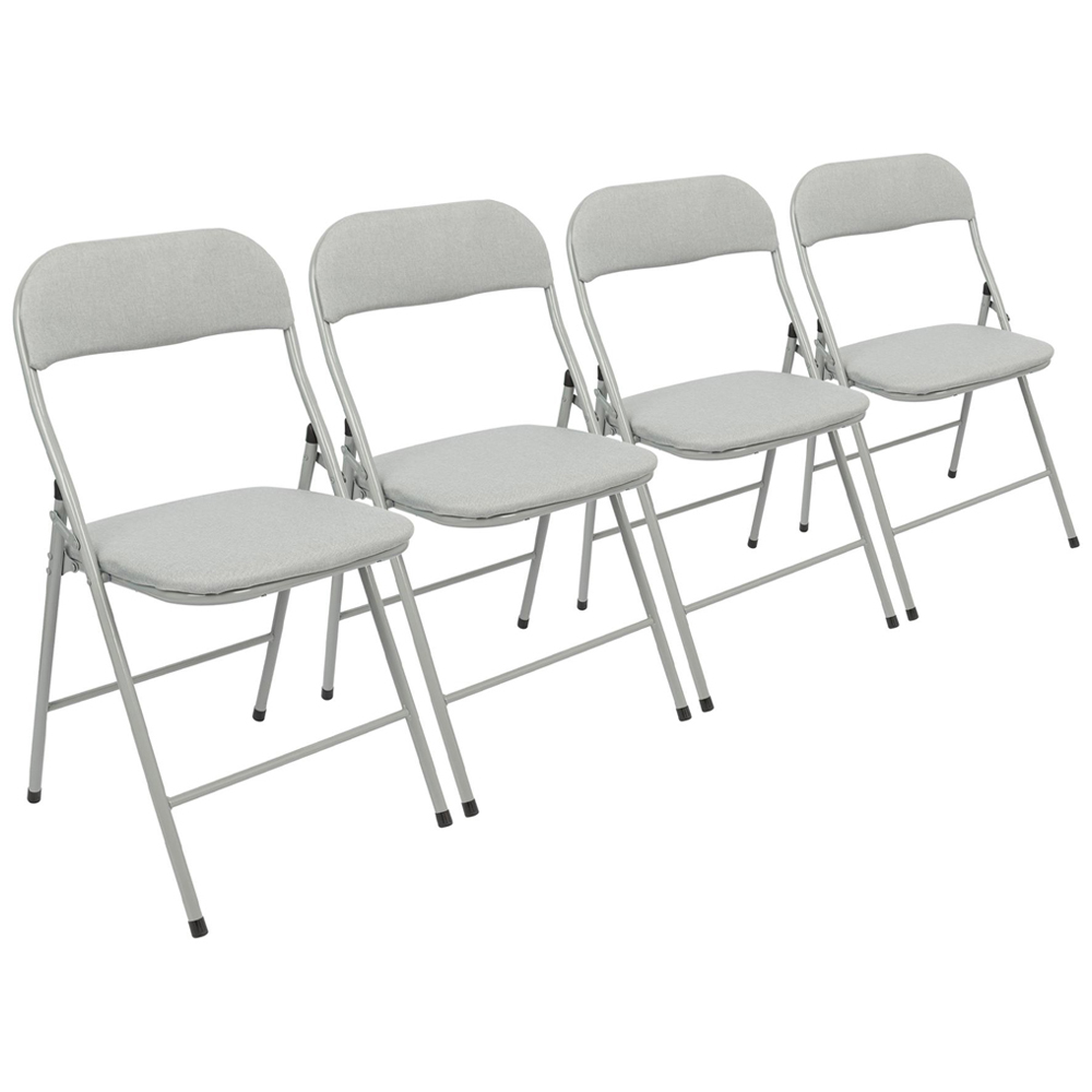 Harbour Housewares Set of 4 Grey Fabric Padded Metal Foldable Chair Image 2