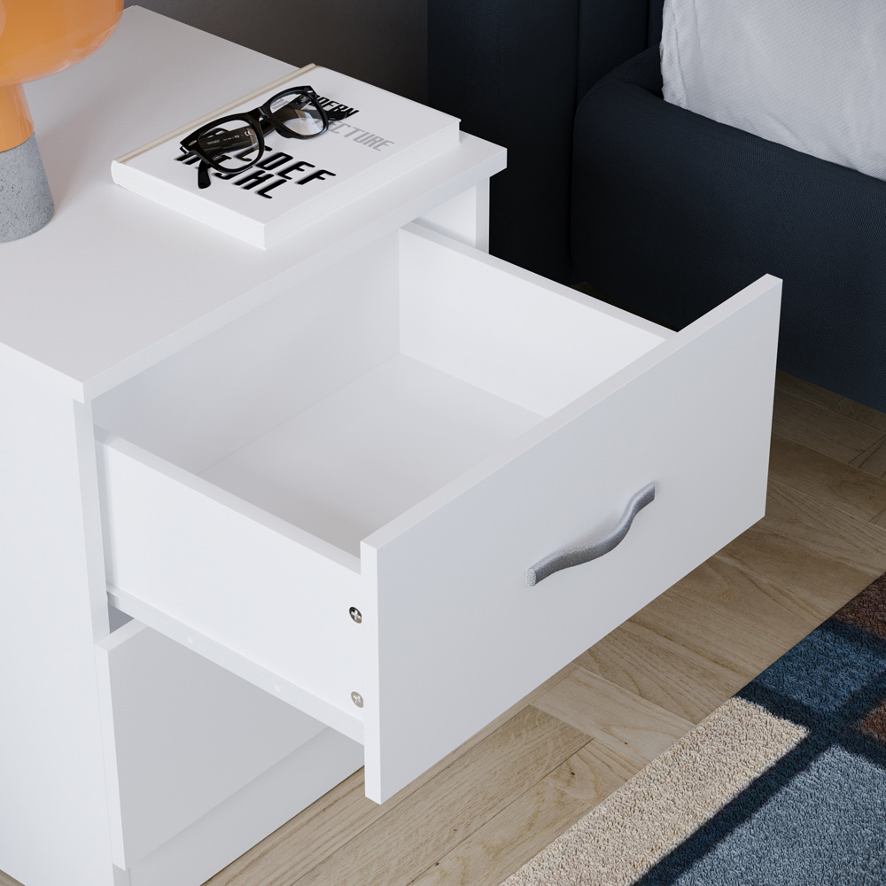 Vida Designs Riano 2 Drawer White Bedside Table Image 4
