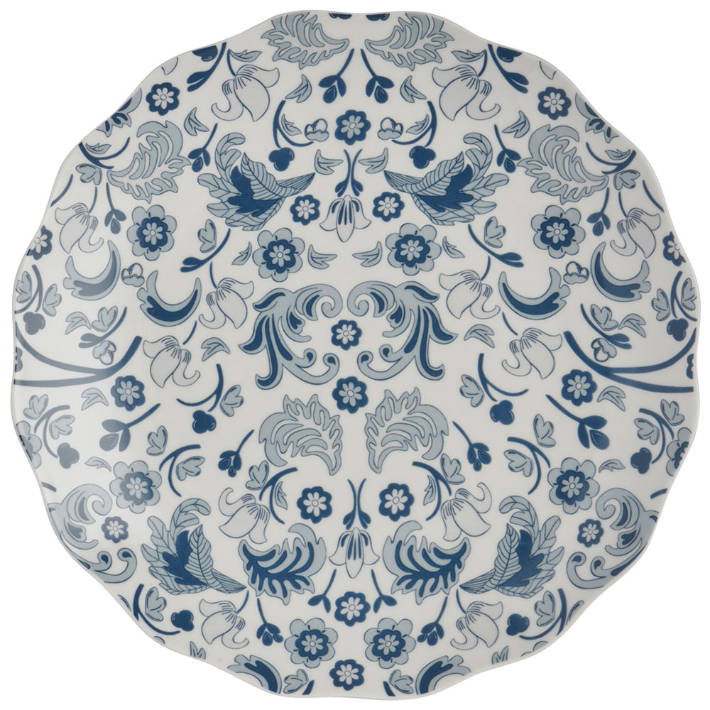 Wilko Blue Floral Cake Plate Image 1