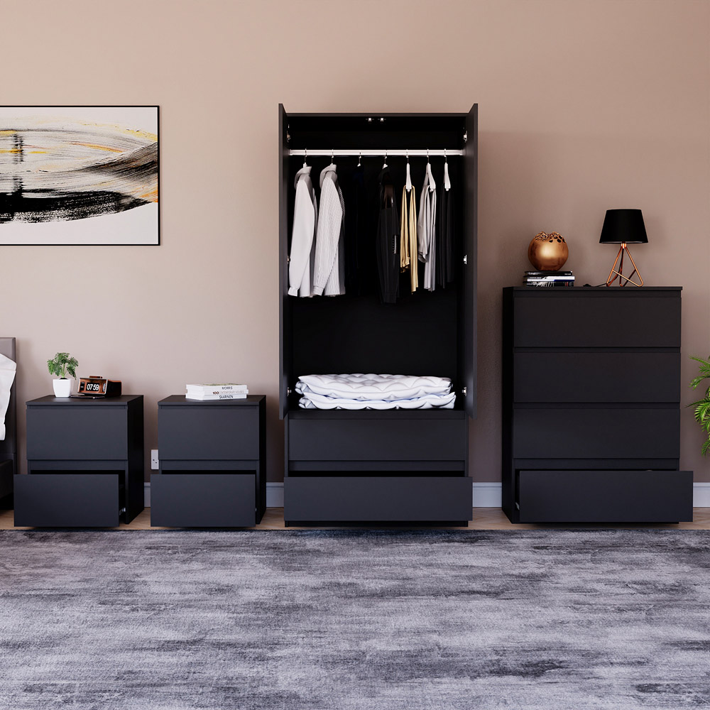 Denver Black 4 Piece Bedroom Furniture Set Image 4