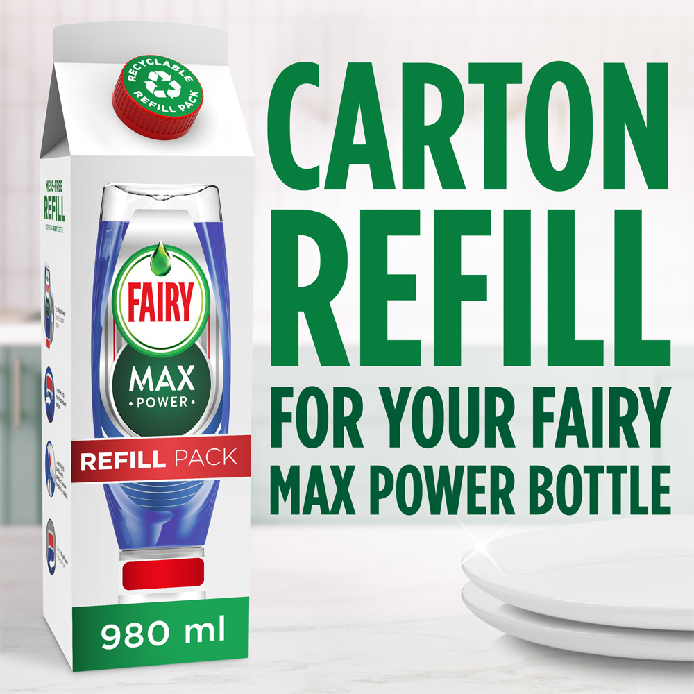 Fairy Max Power Antibacterial Washing Up Liquid Refill Carton 980ml Image 7