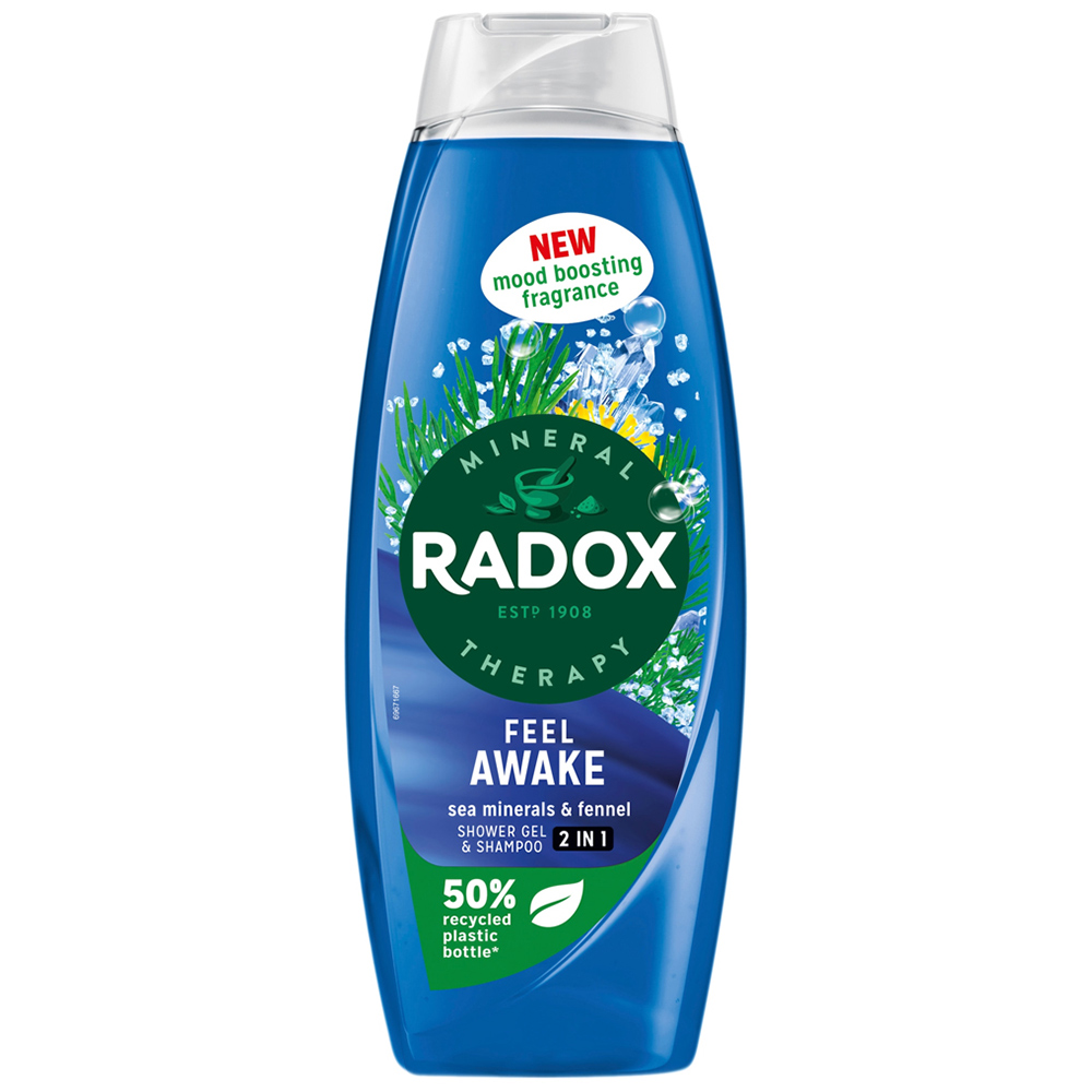 Radox Feel Awake Mineral Therapy 2 in 1 Shower Gel and Shampoo 225ml Image 1
