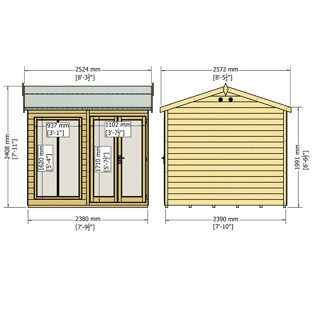 Shire Mayfield 8 x 8ft Double Door Traditional Summerhouse Image 5