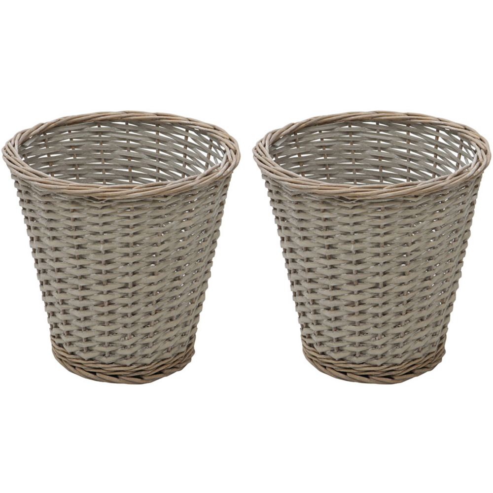 JVL 4 Piece Arianna Grey Round Willow Laundry and Waste Paper Basket Set Image 4
