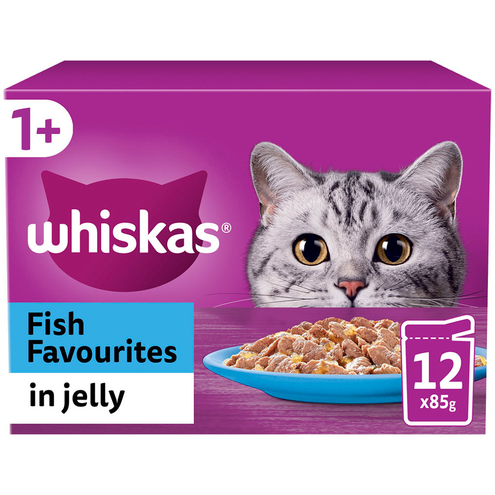 Whiskas Adult Wet Cat Food Pouches Fish in Jelly 12 x 85g Image 1