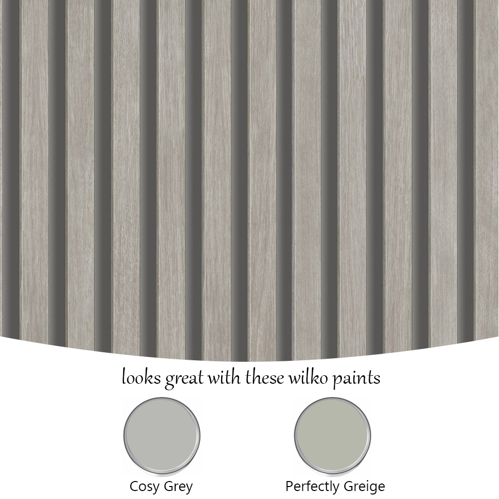 Grandeco Hermes Wood Slat Textured Grey Wood Wallpaper Image 4