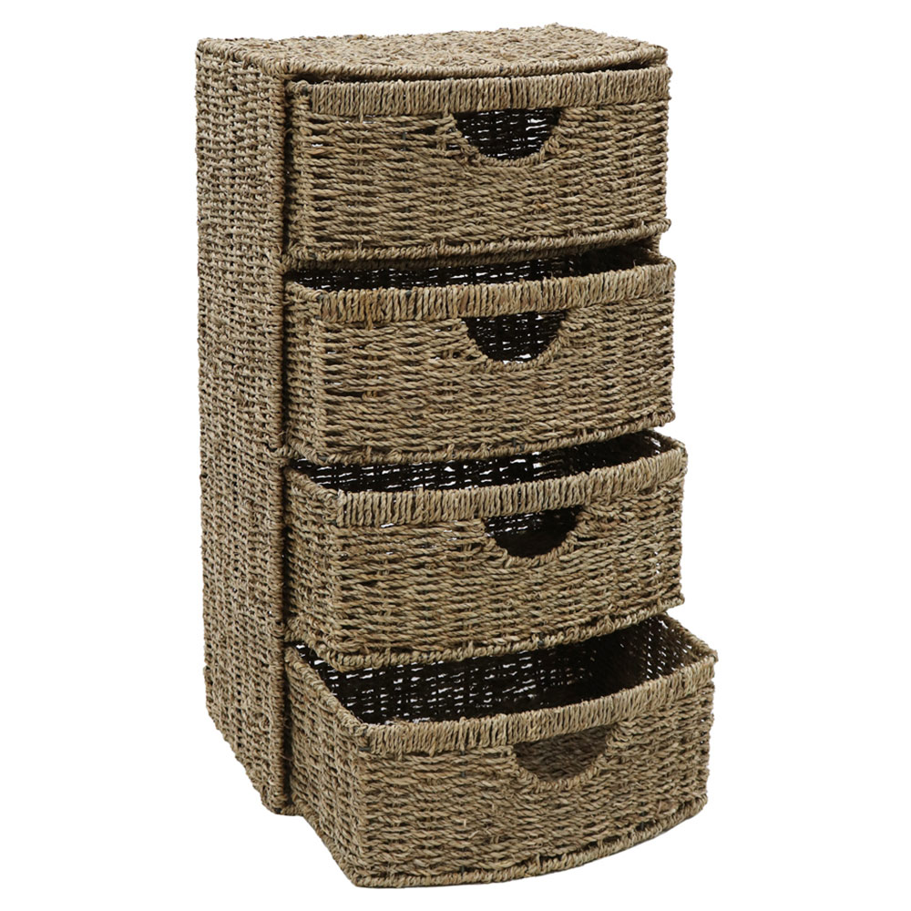 JVL Seagrass 4 Drawer Bow Tower Unit Image 2
