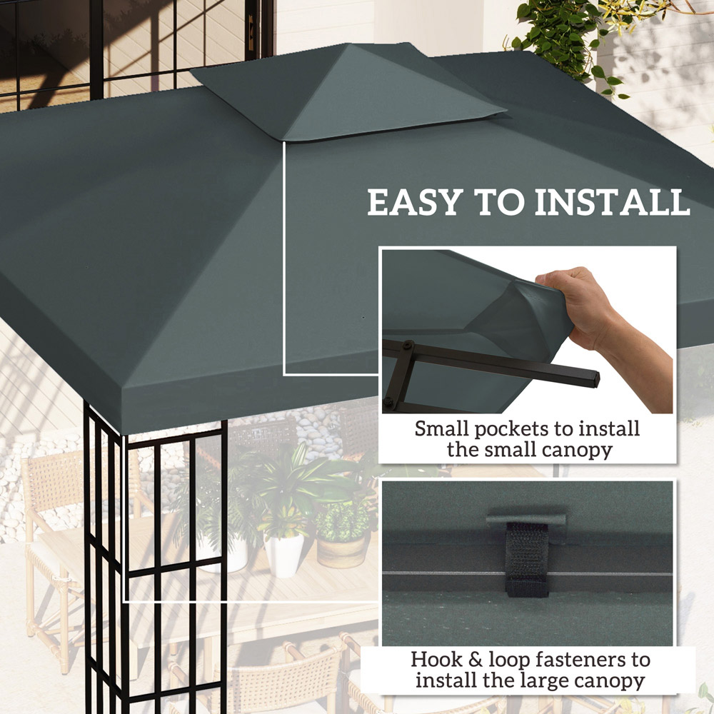 Outsunny 3 x 3m Charcoal Grey 2 Tier Gazebo Top Cover Replacement Canopy Image 5