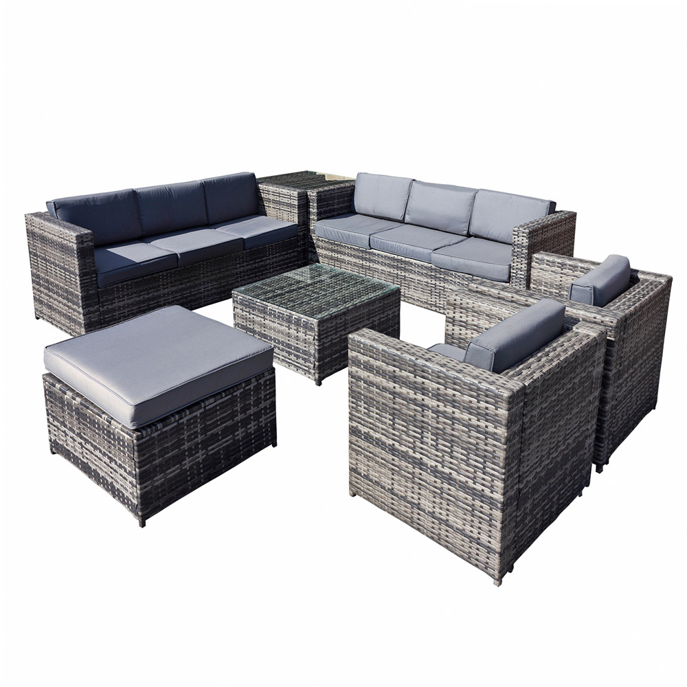 Oseasons Malta 9 Seater Grey Walnut Rattan U Shape Sofa Set Image 2