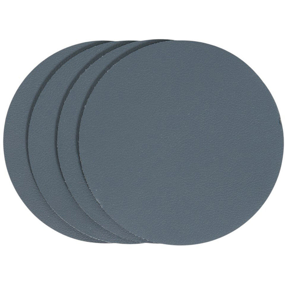 Set of 4 Round Faux Leather Coasters Charcoal Image 2