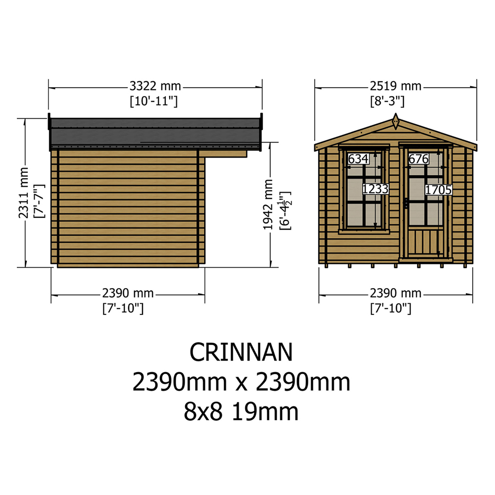 Shire Crinan 8 x 8ft Wooden Log Cabin Shed Image 6