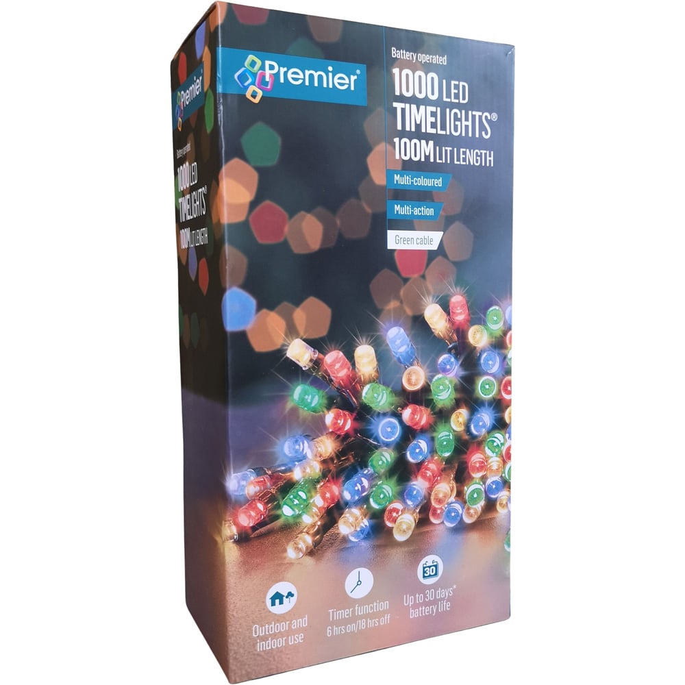 Premier TimeLights 1000 Multicolour LED Multi-Function Green Cable ...