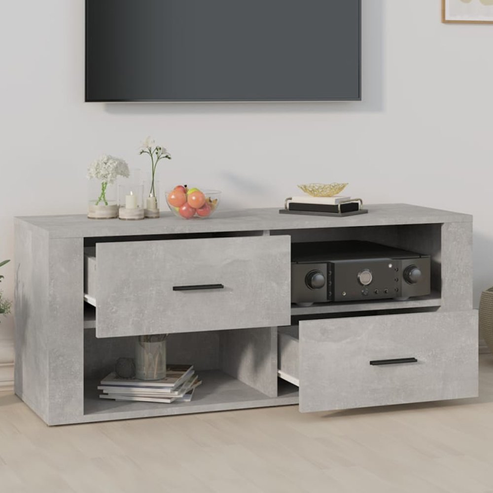 vidaXL 2 Drawer 2 Shelf Concrete Grey TV Cabinet Image 1