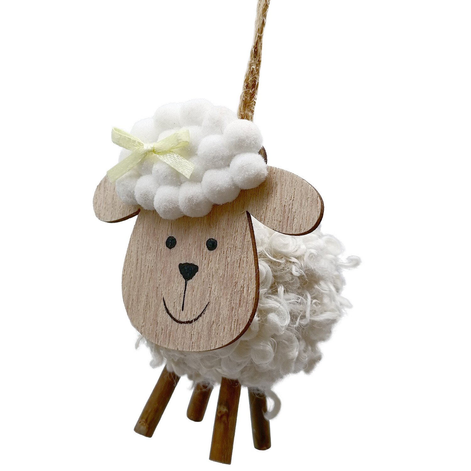 Hanging Fluffy Sheep - White and Brown Image 5