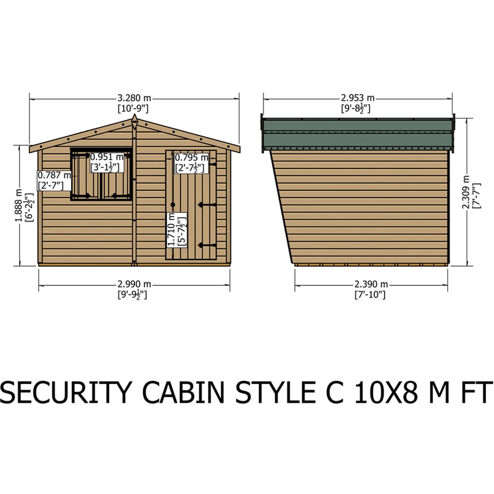Shire 10 x 8ft Shiplap Style C Security Cabin Apex Garden Shed Image 8