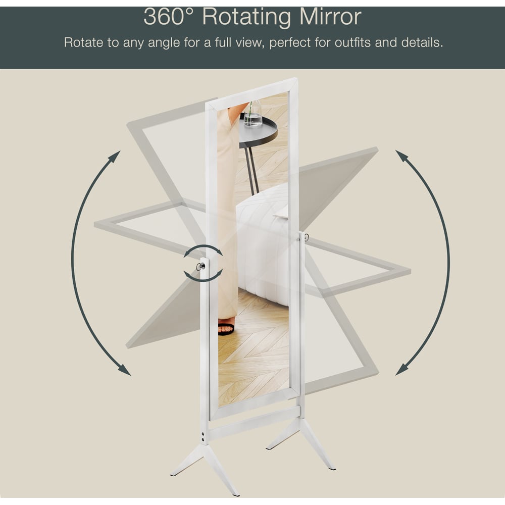 Vida Designs Nishano White Rectangle Cheval Mirror Image 3