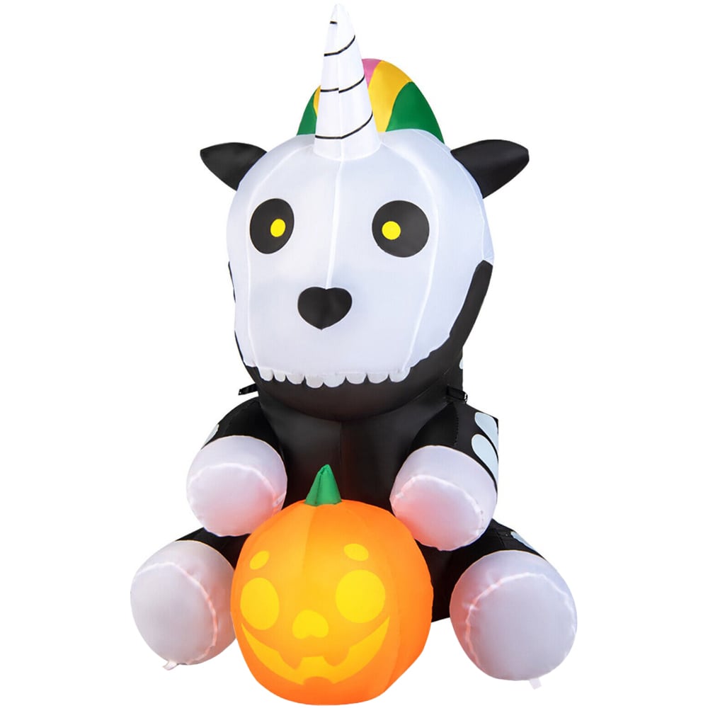 Costway Unicorn Skeleton with Pumpkin Inflatable Halloween Decoration Image 1