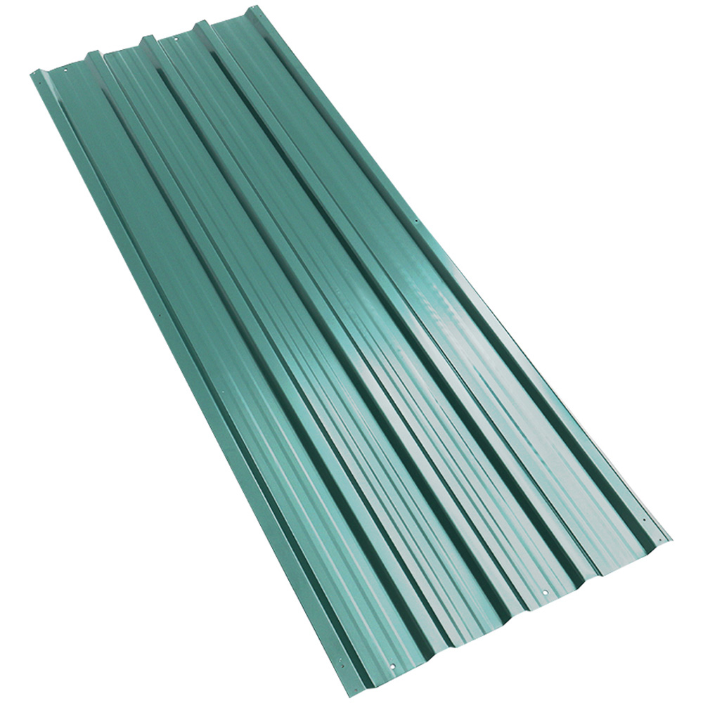 Living and Home 6 Piece Dark Green Zinc Steel Corrugated Pre Drilled Roof Panel 45 x 129cm Image 1