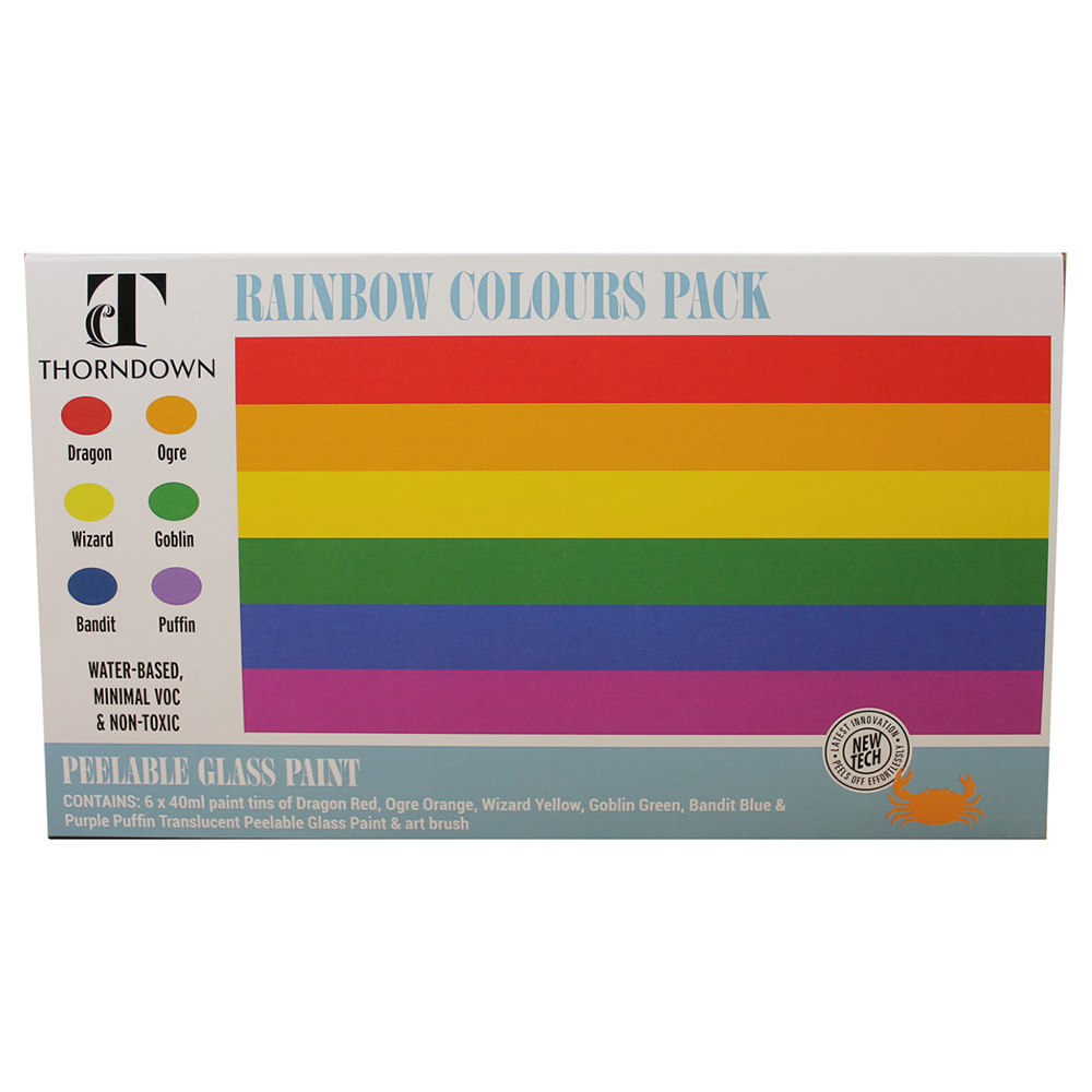 Thorndown Rainbow Peelable Glass Paint 6 x 40ml Image 1