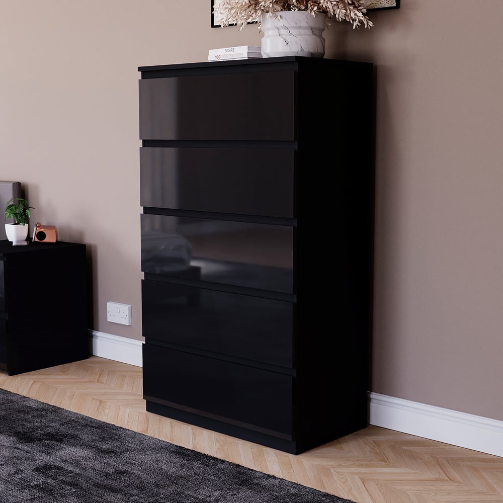 Vida Designs Glinton 5 Drawer Black Chest of Drawers Image 4
