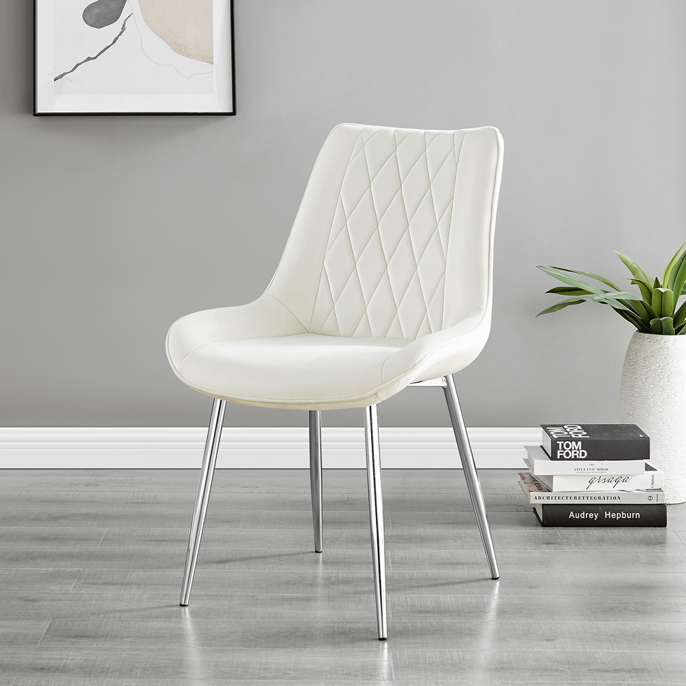 Furniturebox Copeland Cesano Marble Effect 2 Seater Dining Set White Cream and Chrome Image 3