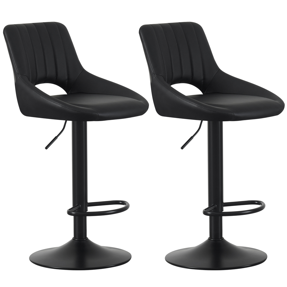 Stacey Black Height Adjustable Kitchen Bar Stool with Footrest Set of 2 Image 2