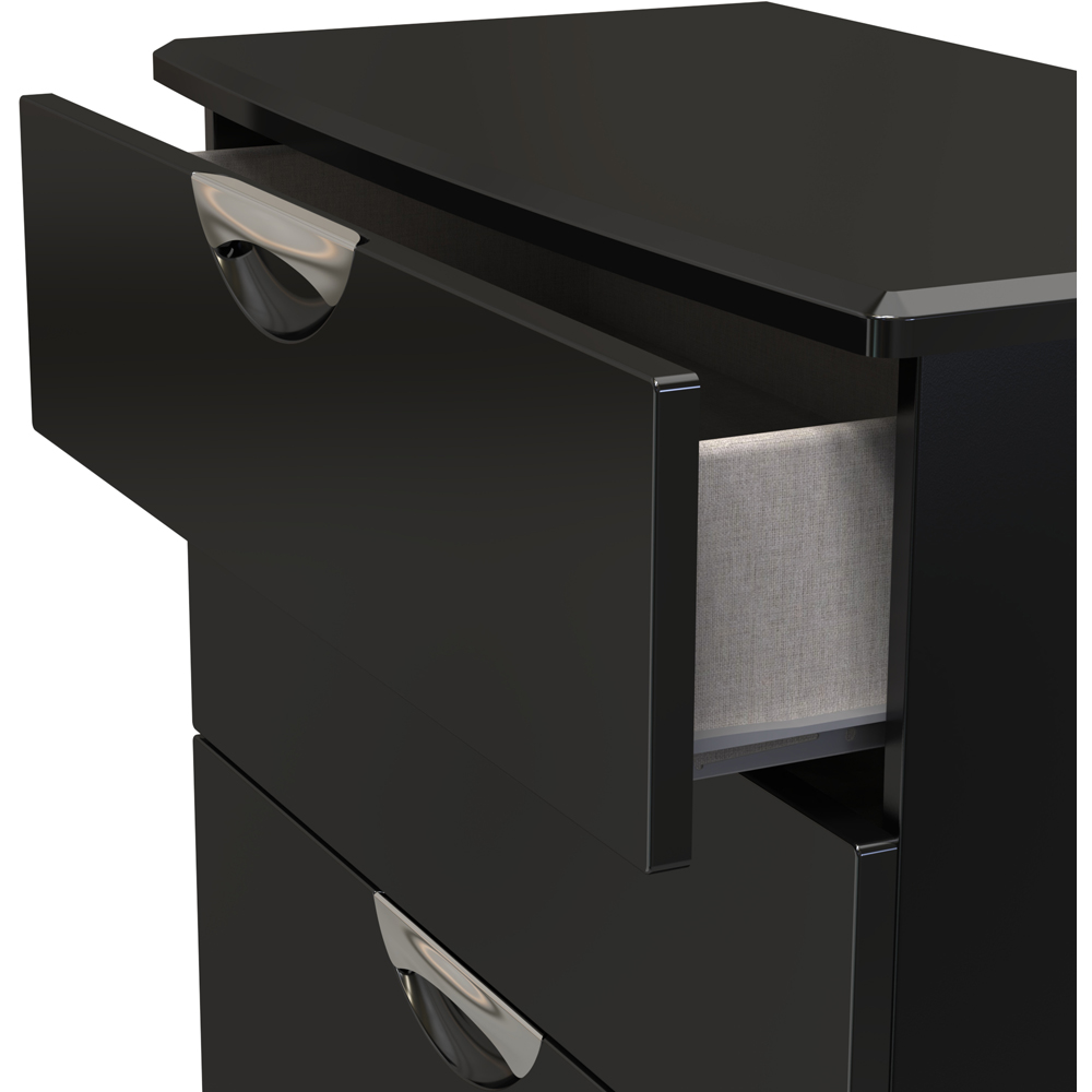 Crowndale Camden 4 Drawer Black Gloss and Black Deep Chest of Drawers Ready Assembled Image 5