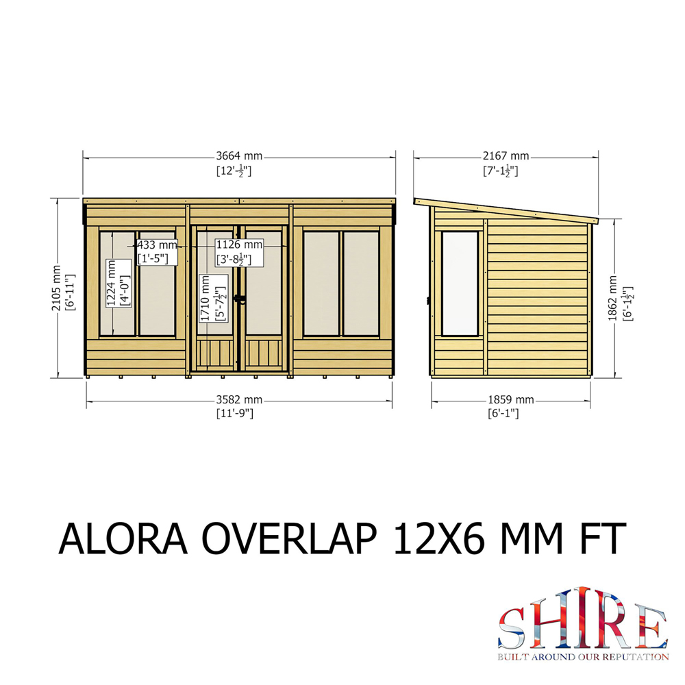 Shire GB Alora 12 x 6ft Pent Overlap Summerhouse Image 9