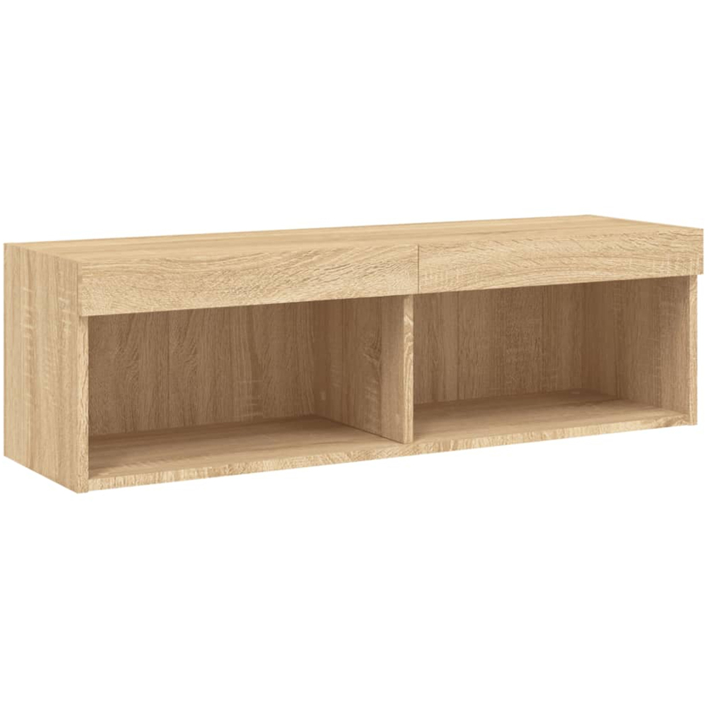 vidaXL 2 Shelf Sonoma Oak Wall Mounted TV Cabinet with LED Lights Image 1