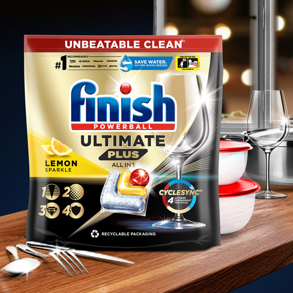 Finish Ultimate Plus All-in-One Lemon Dishwasher Tablets 18 Pack Image 6
