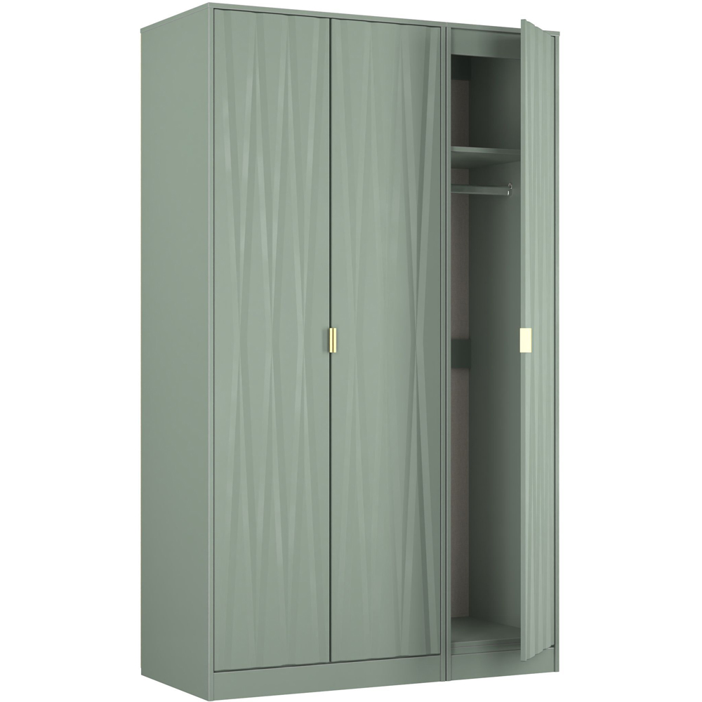 Crowndale Diamond 3 Door Reed Green Tall Wardrobe Ready Assembled Image 7