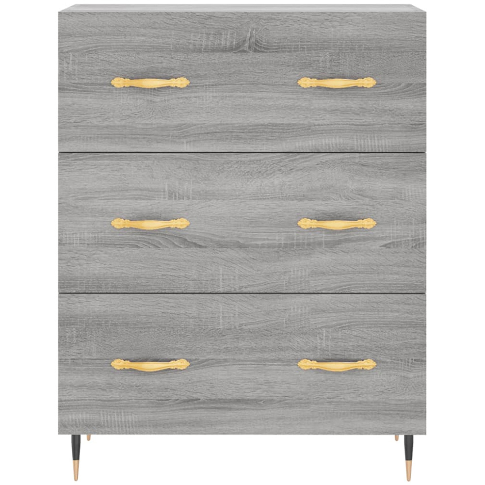 vidaXL 2 Glass Door 3 Drawer Grey Sonoma Highboard Image 8