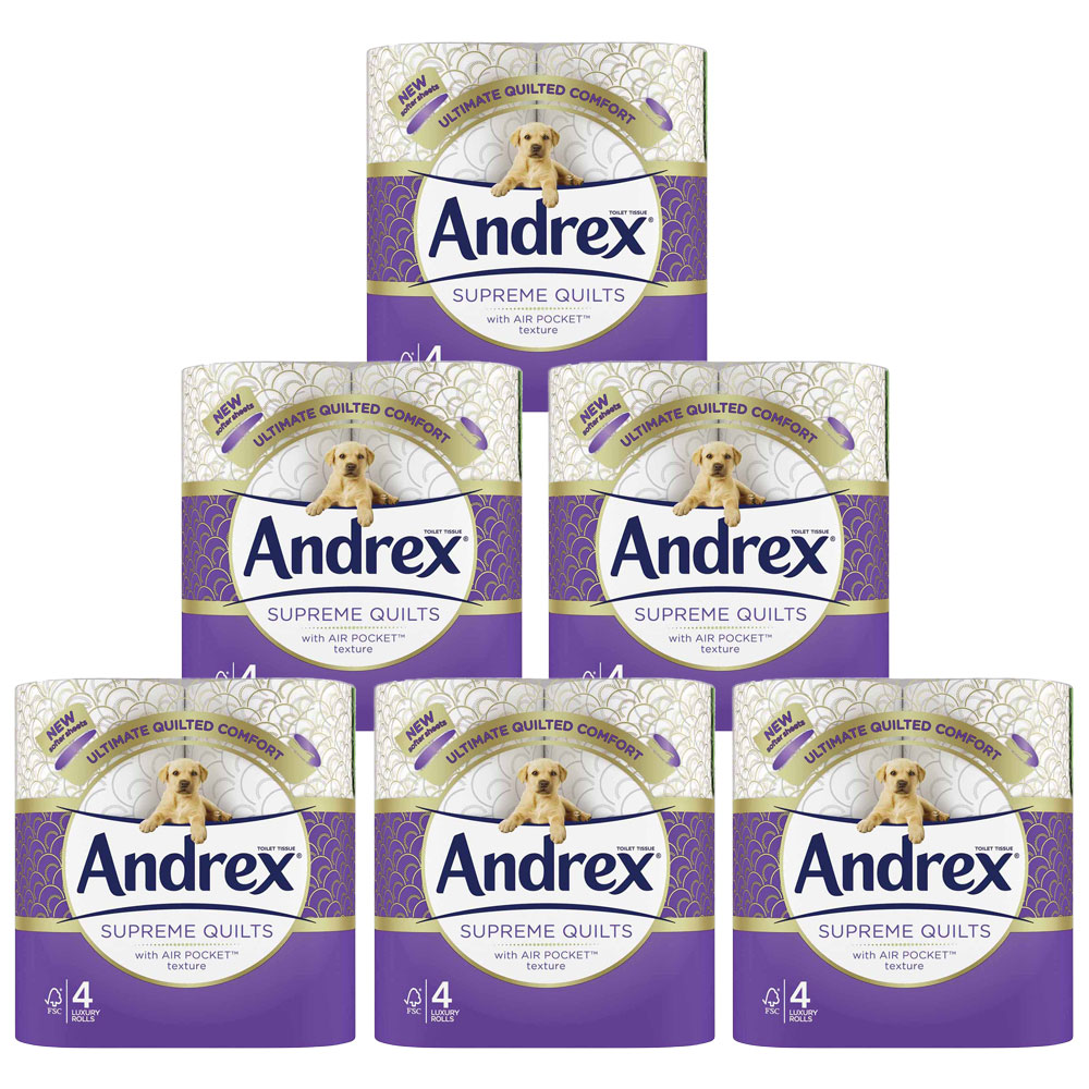 Andrex Supreme Quilts Toilet Tissue 3 Ply Case of 6 x 4 Rolls Image 1