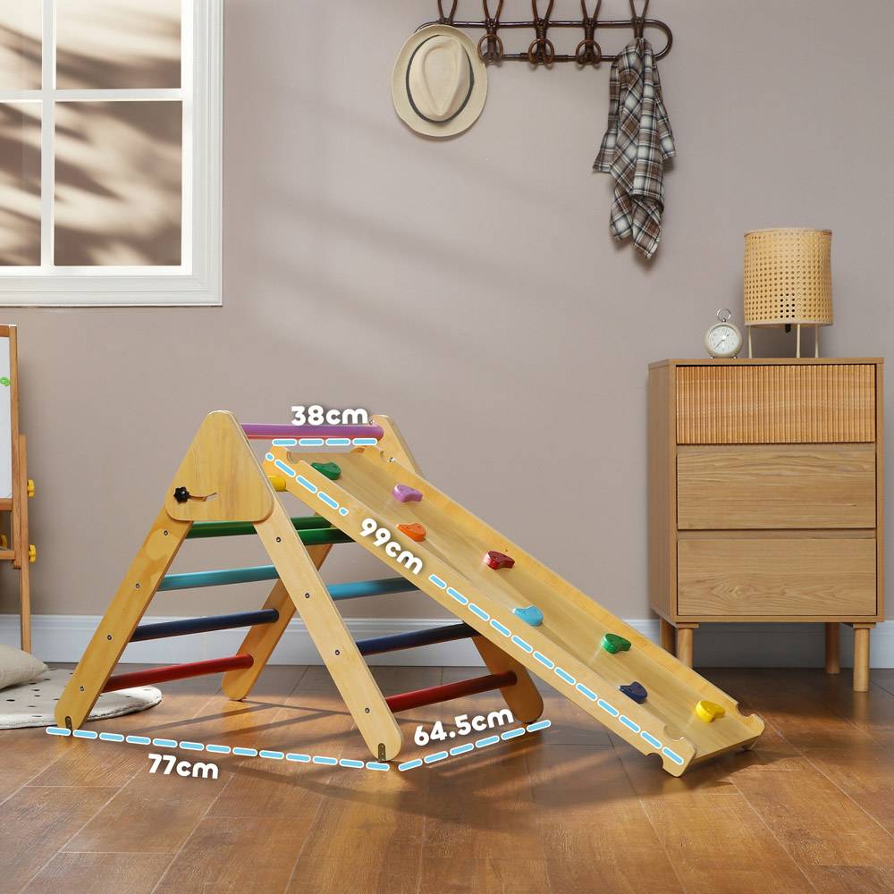 Tommy Toys Wooden Indoor Toddler Climbing Frame Pikler Triangle Set Image 8