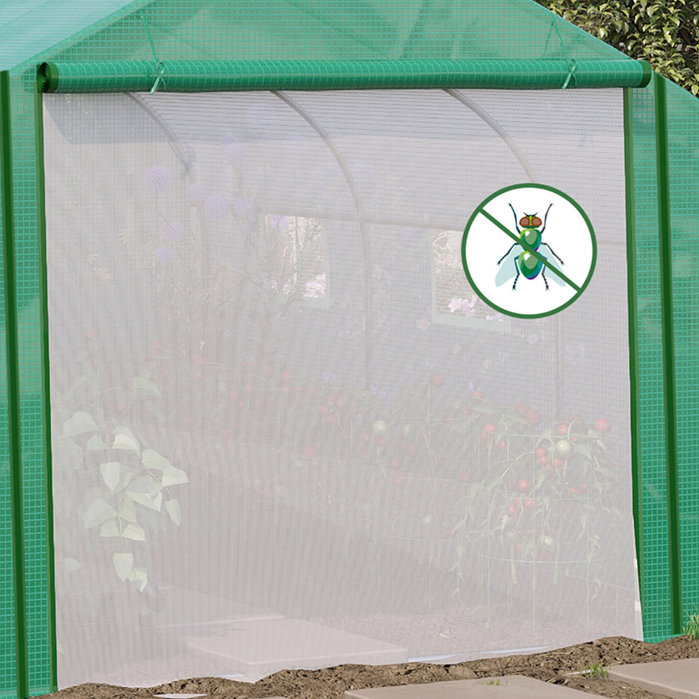 Outsunny Green Steel 11 x 10ft Roll-Up Window Greenhouse Image 4