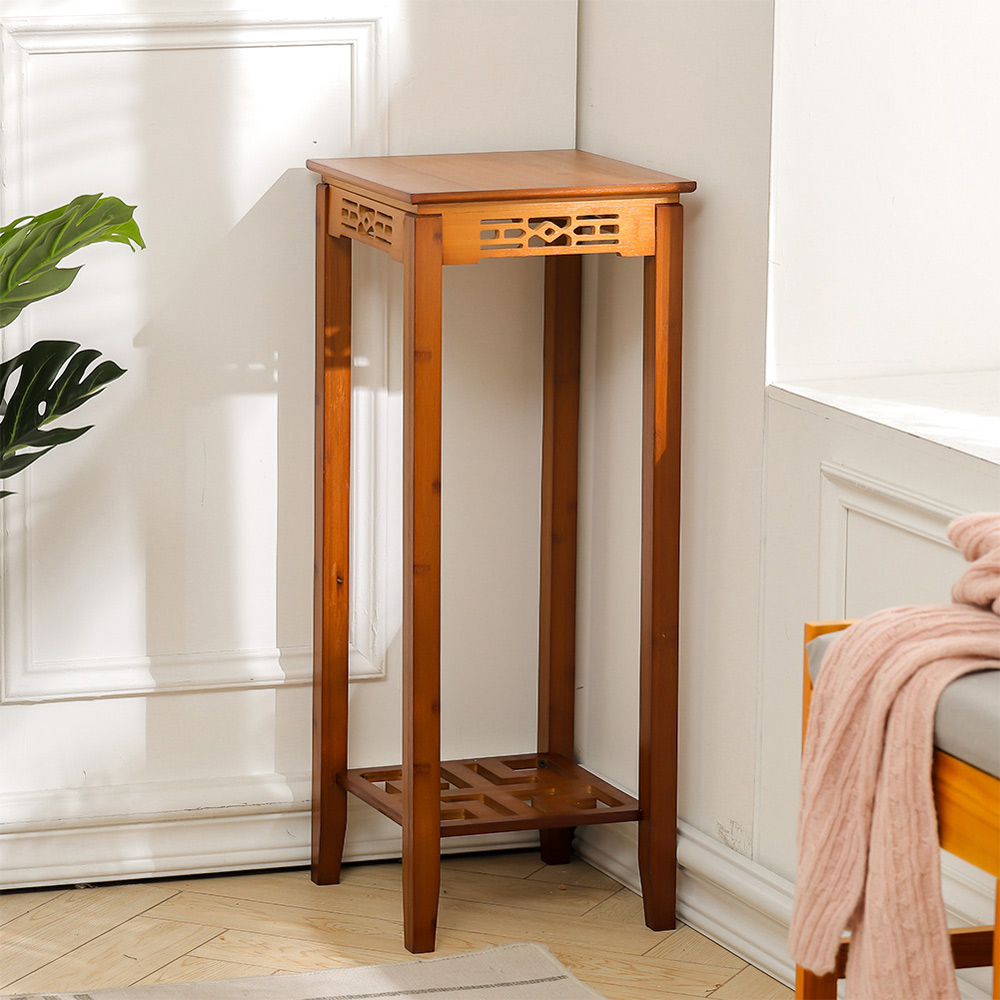 Living And Home 2-Tier Bamboo Plant Stand Classic Chinese Style Flower Stand Image 6