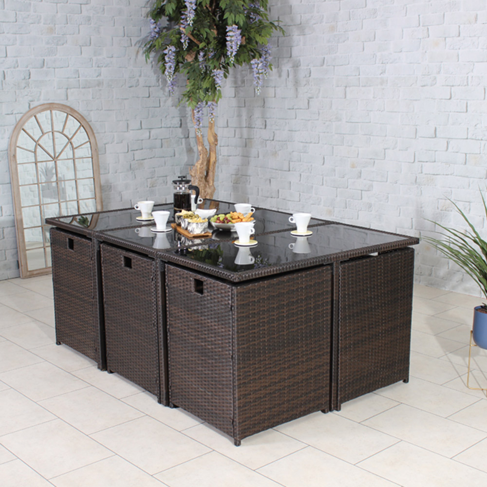 Royalcraft Cannes 10 Seater Cube Dining Set Brown Image 8