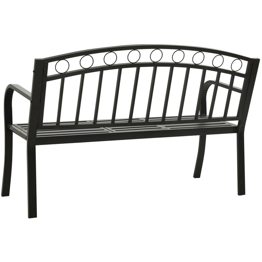 vidaXL 2 Seater Black Steel Garden Bench with Table Image 5