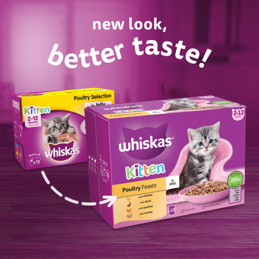 Whiskas Kitten Poultry in Jelly Wet Cat Food Pouches 12 x 85g Image 7