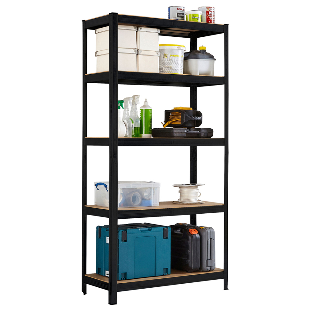 Neo Black 5 Tier Steel Garage Shelving Image 4