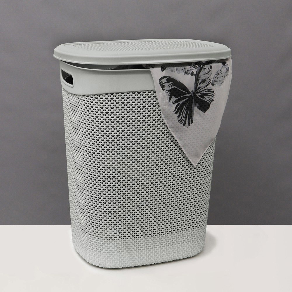 JVL Droplette Grey Laundry Basket 52L Image 2