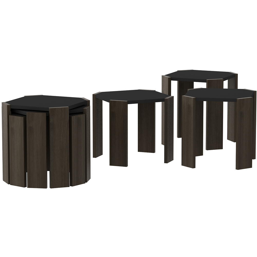 Decorotika Lori 3 Piece Anthracite and Walnut Nesting Coffee Table Image 2