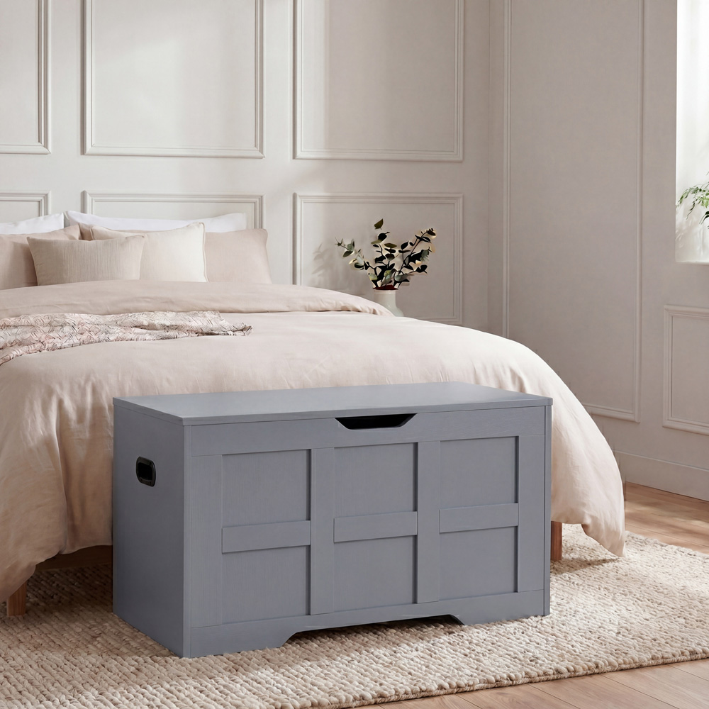 VIDA DESIGNS Grey Small Storage Ottoman Bench Image 3